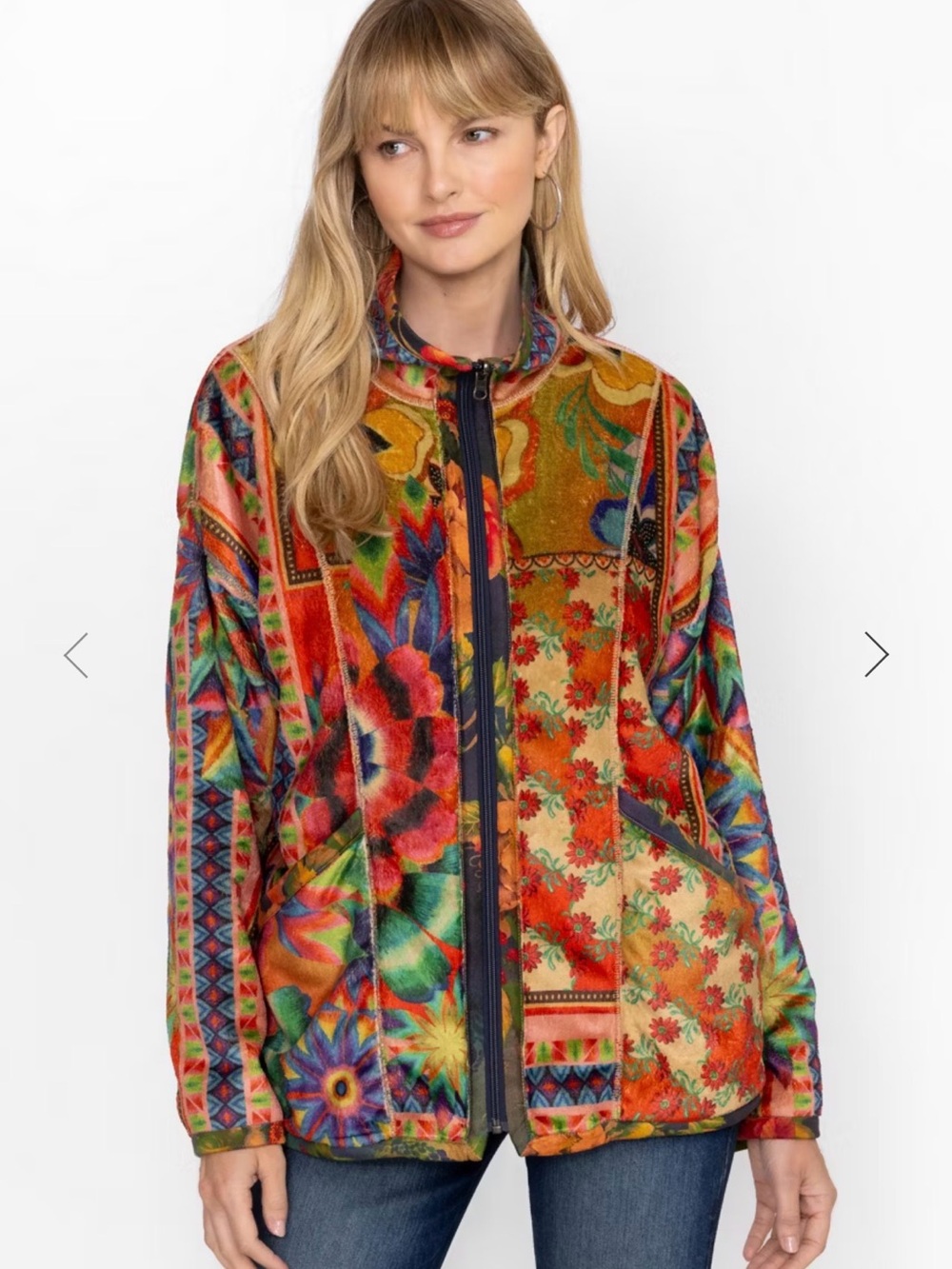 Biya Johnny Was Joan Sherpa Zip up Reversible Multicolor Fleece Size XL